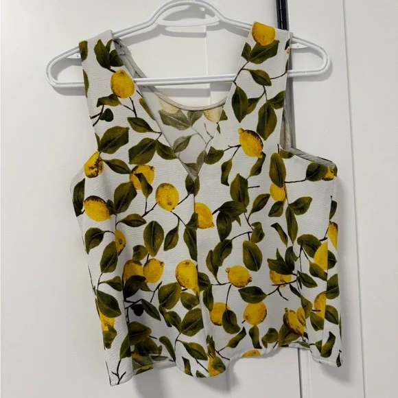 Zara Basic Collection Lemon Print Top - Picture 4 of 6
